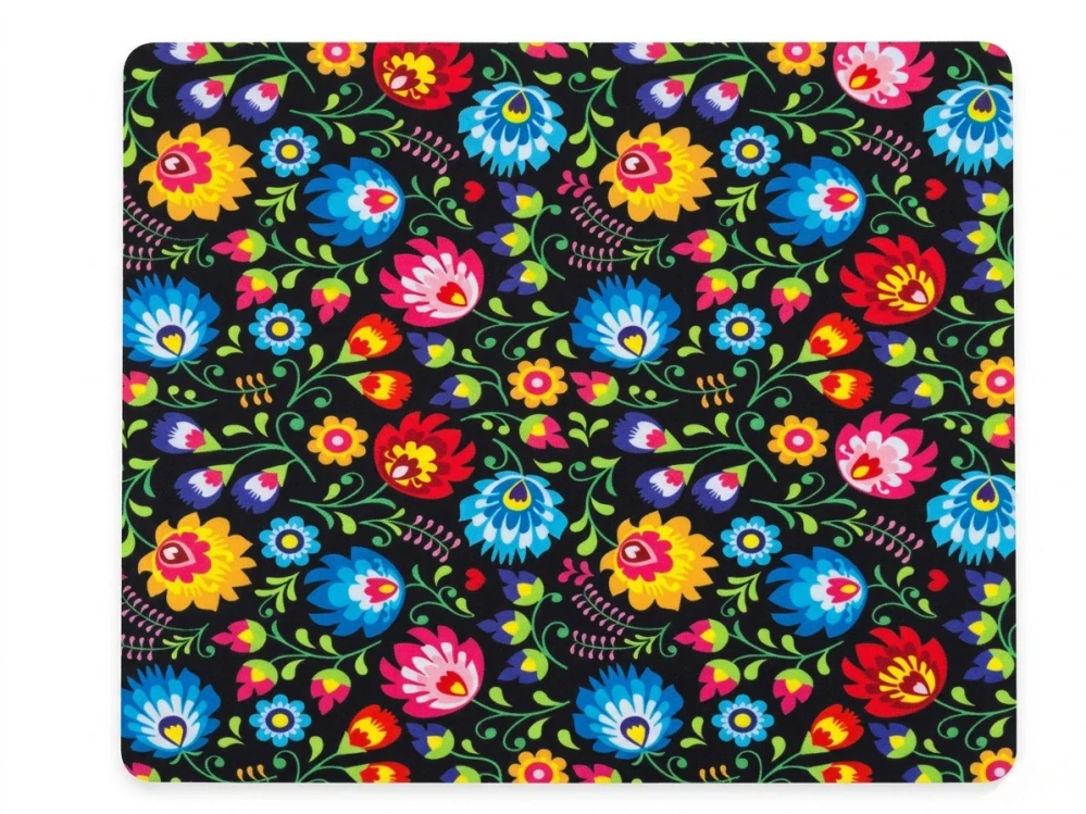 Podložka pod myš 24 x 19 cm - kvety na čiernom pozadí