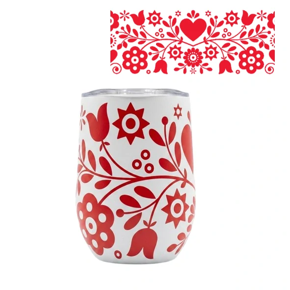 Nerezový termohrnček uzatvárateľný vrchnák - bielo-červený 350ml