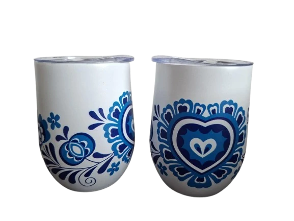 Nerezový termohrnček uzatvárateľný vrchnák - modrý 350ml