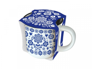 Keramický hrnček 330ml - modrý folklór