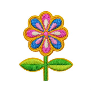 Termo nášivka - modro-ružový kvet 5,5x4,5 cm