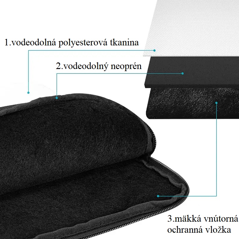 Obal na notebook 15´´- kvety na čiernom pozadí na boku