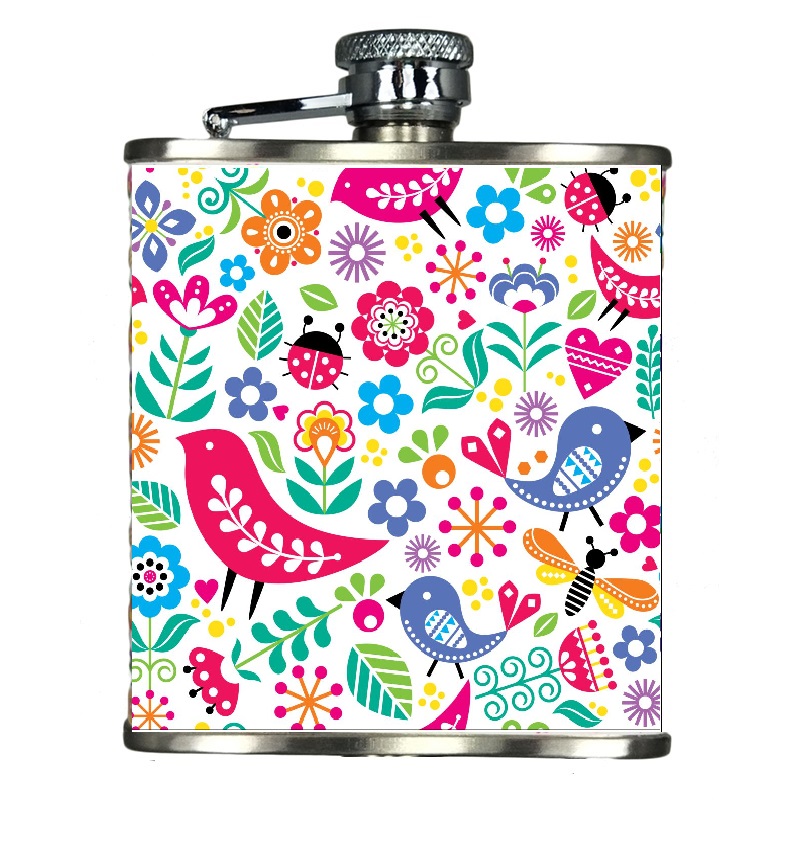 Ploskačka nerezová 210ml - vtáčiky