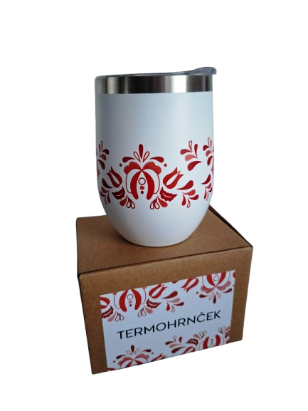 Nerezový termohrnček folk červený 350ml