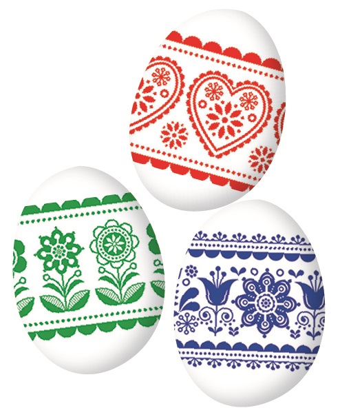 Zmršťovacie fólie na vajíčka - ľudové ornamenty